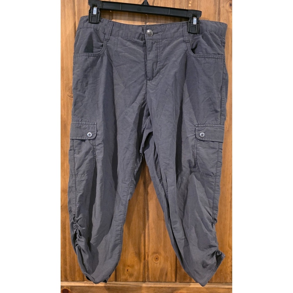 Woolrich Capri Pants Womens Size 8‎ Charcoal Gray Outdoor Hiking Cargo Pockets